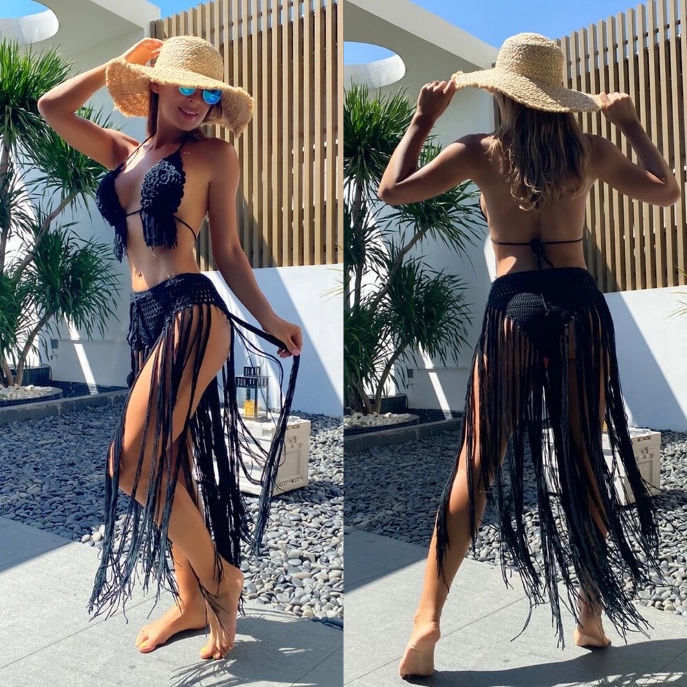 Fringe Hem Halter Cover Up